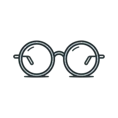 常规内容-图标系列扁平风黑色圆框眼镜图标元素