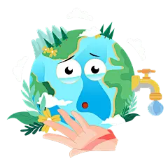 卡通风节约用水环保贴纸-SVG1
