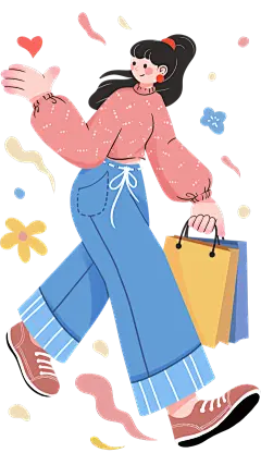 人物系列插画感手绘彩色青春感城市街头青年打招呼元素