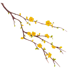 手绘黄色梅花花卉植物元素