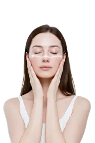 人物系列写实感欧美美女双手按摩脸部+科技感光效元素