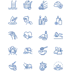 常规内容-美妆系列手绘风美体蓝色线条元素组合