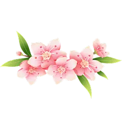 植树桃花插画花朵元素素材