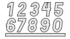 常规内容-艺术字系列黑色矢量线框数字组合元素