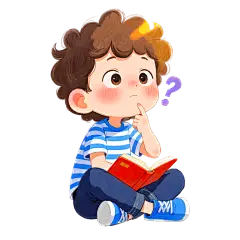 教育系列插画风小男孩盘腿疑问元素