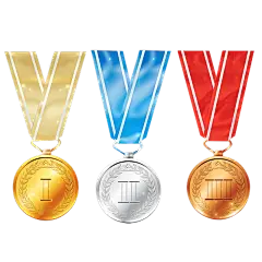 表彰系列平面插画前三名挂脖奖牌组合贴纸