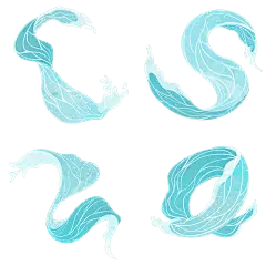 手绘蓝色水花海浪插画元素1