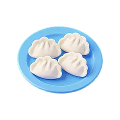 图标系列软3D风超市分类一盘水饺LOGO元素