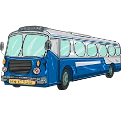 手绘插画风交通工具-公交车