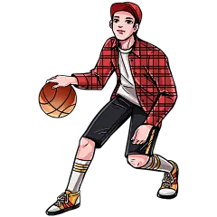 手绘-街头篮球动漫人物插画1
