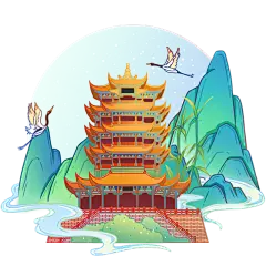 中秋国庆中国风建筑-黄鹤楼
