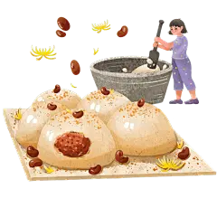 版画水墨-重阳节美食元素贴纸