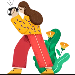 扁平风夸张抽象人物插画-女孩