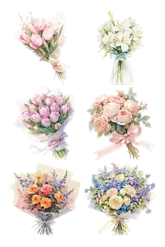 植物通用水彩插画花束元素素材