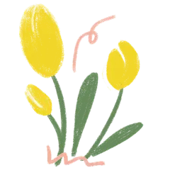 黄色植物小花蜡笔简笔画贴纸