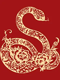 蛇年春节中式剪纸风蛇纹理背景