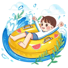 手绘-校园课外活动主题-玩水
