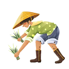 芒种农民插秧贴纸