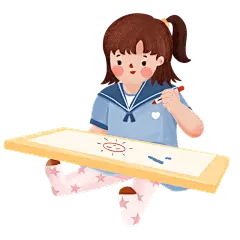 手绘风-儿童人物插画-女孩