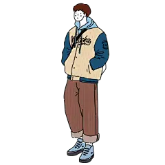 手绘-时尚人物插画贴纸-男生