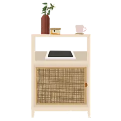 家居生活植物主题插画-床头柜