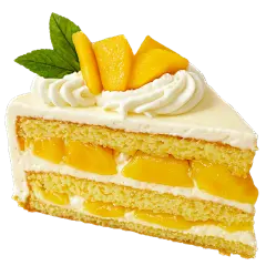 美食系列写实风芒果夹心奶油蛋糕切块元素