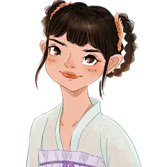手绘人物插画贴纸-古装女生