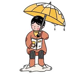 手绘-玩水儿童元素贴纸小男孩