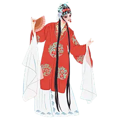 手绘-京剧人物插画贴纸-旦角1