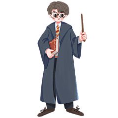 手绘-卡通魔法元素人物插画贴纸1