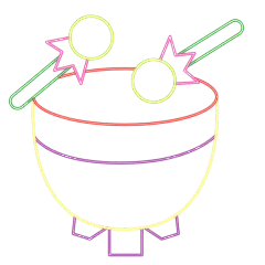 手绘-霓虹灯乐器贴纸SVG-鼓