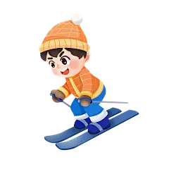 卡通风滑雪男孩氛围元素