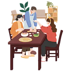 温馨家庭人物场景元素主题-做饺子