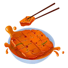 手绘麻婆豆腐飞溅食物贴纸