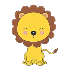 手绘-卡通风可爱动物元素-狮子