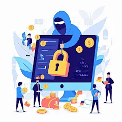 科技风系列扁平风网络金融安全插画（td）