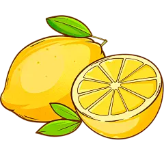 夏季通用描边扁平风果蔬系列卡通黄色柠檬元素素材