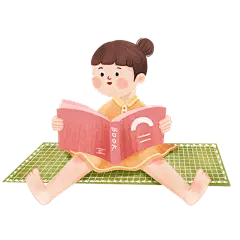 手绘-田野元素-看书