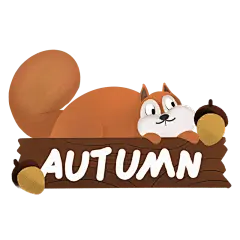 手绘-秋天季节元素贴纸-松鼠