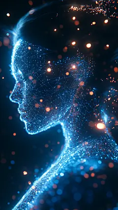 背景系列科技风蓝色粒子人头人像背景