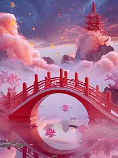 七夕情人节系列国潮场景通用背景素材