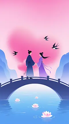 七夕唯美感弥散渐变鹊桥背景