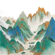 中国风通用工笔画山水元素素材