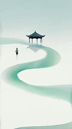 夏日中国风系列中式山水留白通用背景素材