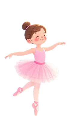 人物系列插画风手绘跳芭蕾舞粉色裙子小女孩元素