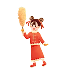 中国风春节女孩元素贴纸
