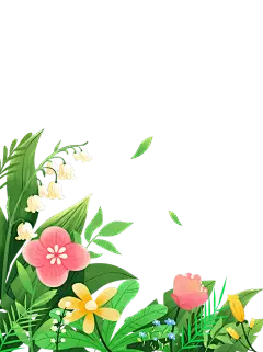 植物系列插画风花草边框元素