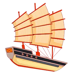 卡通感建军节帆船元素贴纸