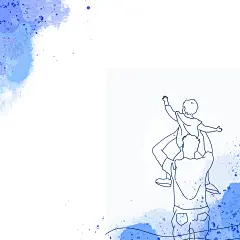 Father's Day Elegant Blue Watercolor and Line Art Illustrations Background Image
