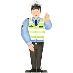 手绘-交警元素贴纸-停车